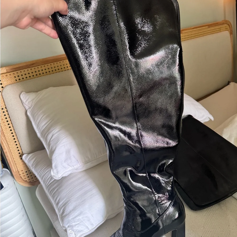 Vince Camuto patent leather knee-high boots Wide Calf